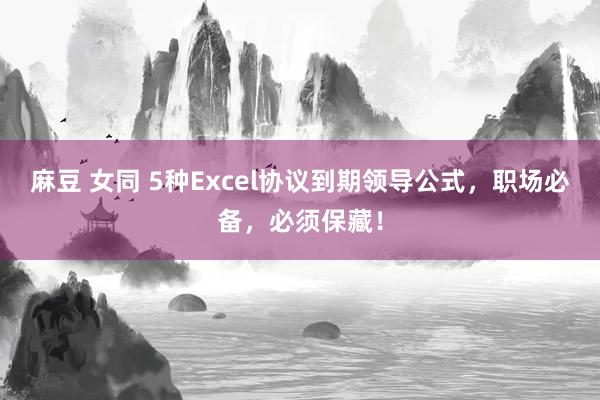 麻豆 女同 5种Excel协议到期领导公式，职场必备，必须保藏！