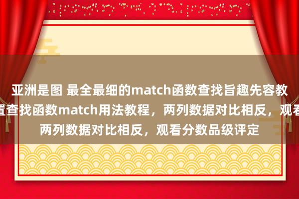 亚洲是图 最全最细的match函数查找旨趣先容教程。Excel 位置查找函数match用法教程，两列数据对比相反，观看分数品级评定