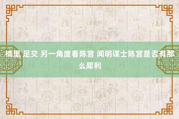 楠里 足交 另一角度看陈宫 闻明谋士陈宫是否有那么犀利